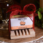 Pumpkin Latte soap holiday gift, hostess gift, handmade soap tray, cypress soap tray